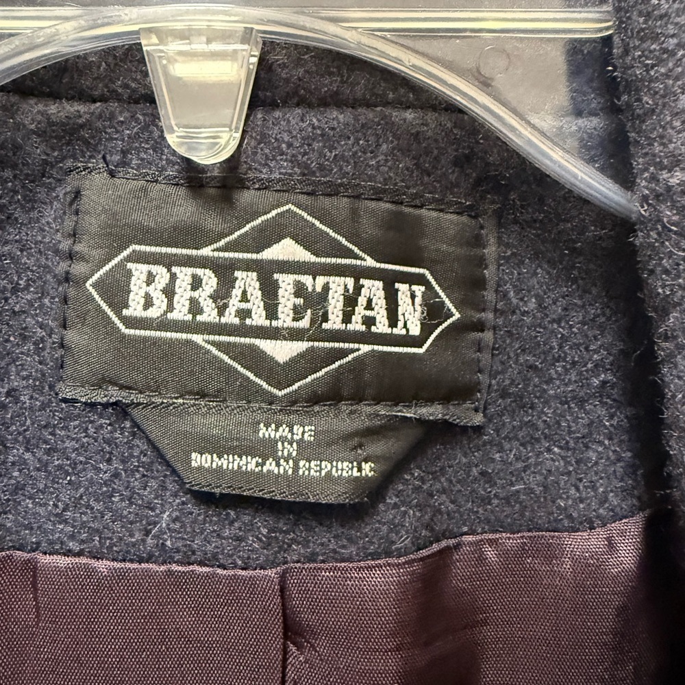 Braetan Wool Blend Navy Pea Coat Size S - Picture 2 of 4